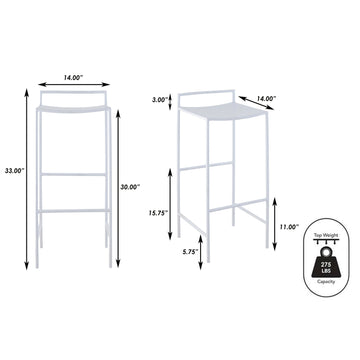 Svelte 30" Coastal Contemporary Iron Saddle-Seat Low-Back Bar Stool with Foot Rest - JONATHAN Y